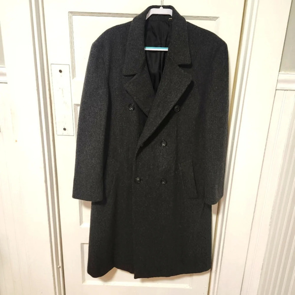 London Fog double breasted charcoal grey wool coat men 42L - Picture 1 of 9